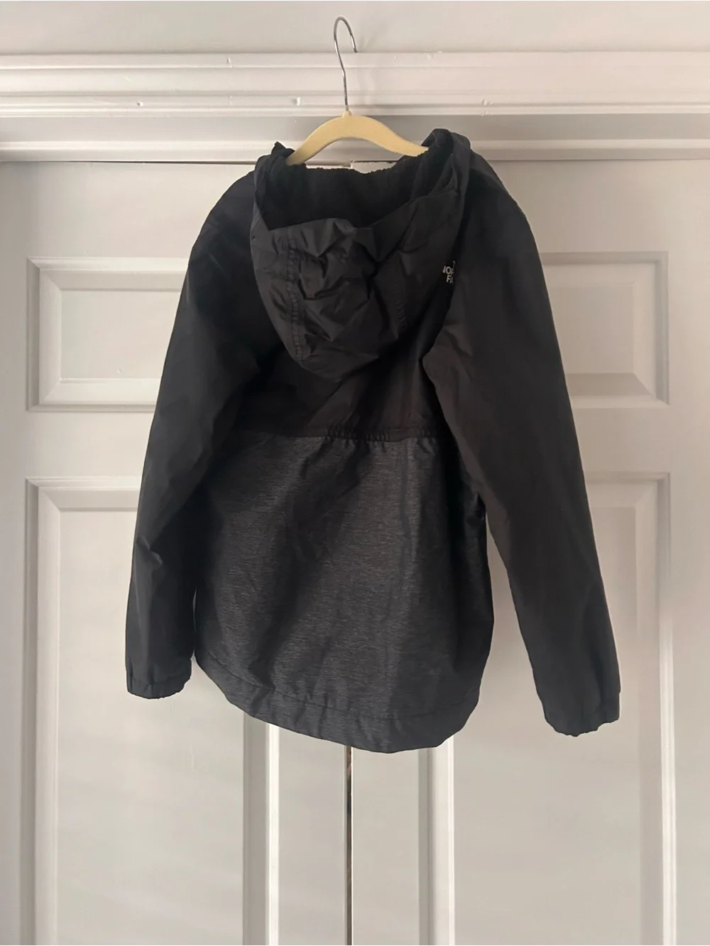 The North Face Kids Warm Storm Rain Jacket Sherpa Lined Black Gray S 7/8